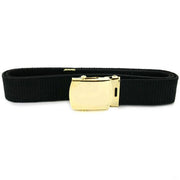 Belt and Buckle: Black Cotton with 24k Gold Buckle and Tip - male