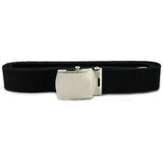 Belt and Buckle: Black Cotton Nickel Silver Buckle and Tip - male