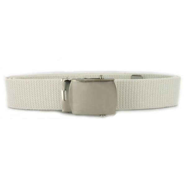 Navy Belt and Buckle: White Cotton Nickel Silver Buckle and Tip - male