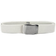 Navy Belt and Buckle: White Cotton Silver Mirror Buckle and Tip - male