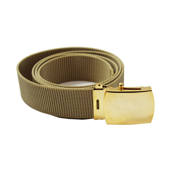 Navy Belt and Buckle: Khaki Nylon with 24k Buckle and Tip - male