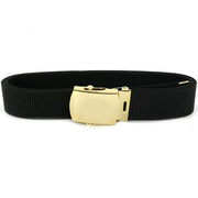 Navy Belt and Buckle: Black Nylon with 24k Gold Buckle and Tip - male