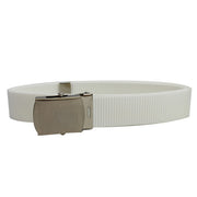 Coast Guard Auxiliary Belt: White Nylon Belt with Satin Silver Buckle and Tip