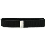 Belt: Black Cotton with Silver Mirror tip - male