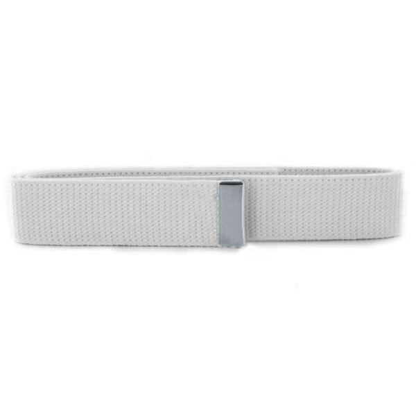 Belt: White Cotton with Silver Mirror Tip - male