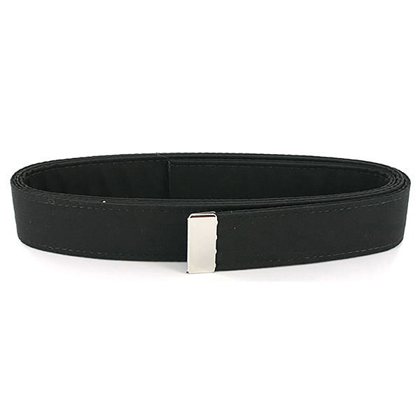 Navy Belt: Black Poly-Wool with Silver Mirror Tip - female