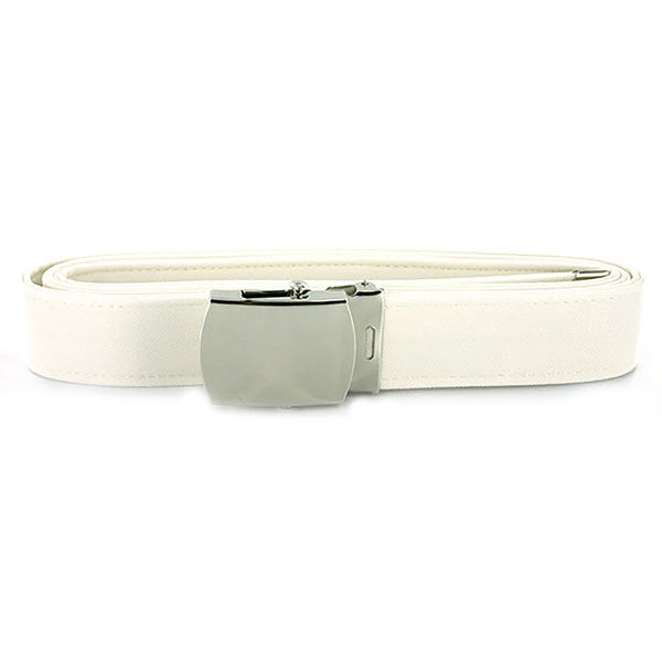 Navy Belt and Buckle: White CNT with Silver Mirror Buckle and Tip - male