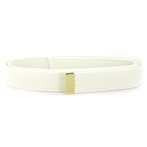 USN Male White CNT Belt with 24k Gold Tip Extra Long
