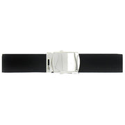 Navy Belt and Buckle: Black Poly-Wool Silver Mirror Buckle Tip - male