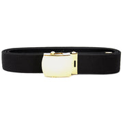 Navy Belt and Buckle: Black Poly-Wool 24k Gold Buckle and Tip - male