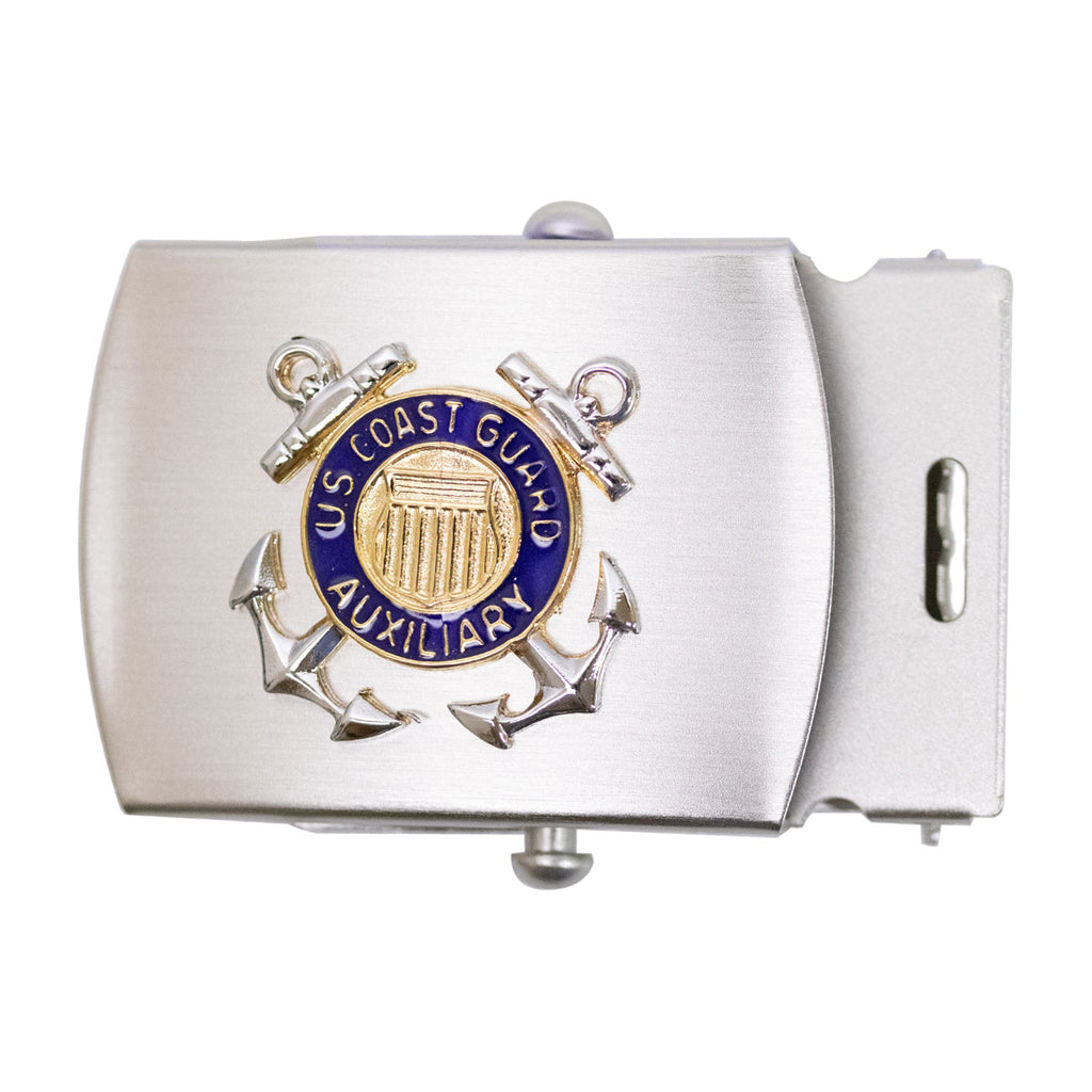 Coast Guard Auxiliary Belt Buckle: Satin Silver