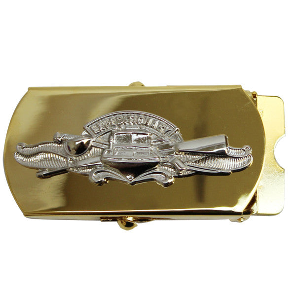 Navy Belt Buckle: Expeditionary Warfare Specialist CPO - gold and silver
