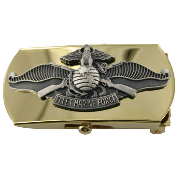 Navy Belt Buckle: Fleet Marine Force CPO - gold and silver oxidized