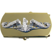 Navy Belt Buckle: Submarine for Chief Petty Officer - silver mirror on gold