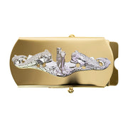 Navy Belt Buckle: Submarine for Chief Petty Officer - silver oxidized on gold