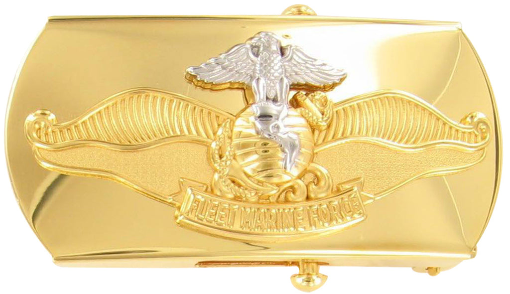 Navy Belt Buckle: Fleet Marine Force Chaplain Officer - 3 inches gold