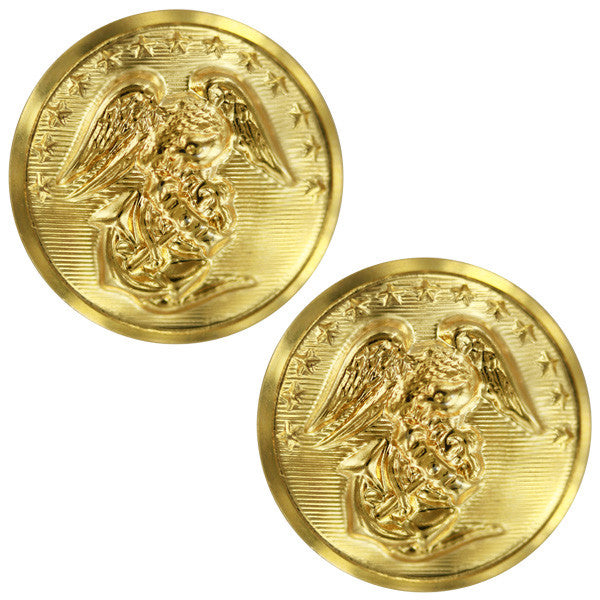 Marine Corps Button: 40 Ligne - 24K Gold Plated