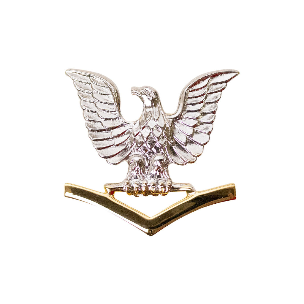 Navy Cap Device: E4 Good Conduct - silver eagle with gold chevrons