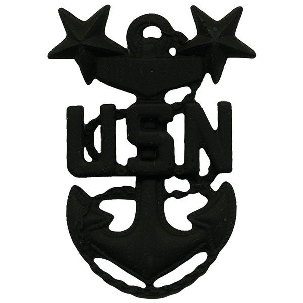 Navy Cap Device: E9 Chief Petty Officer: Master - black metal