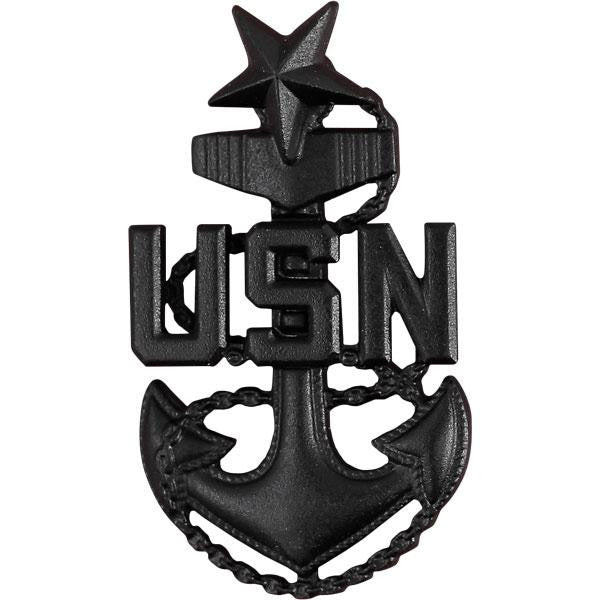 Navy Cap Device: E8 Chief Petty Officer: Senior - black metal