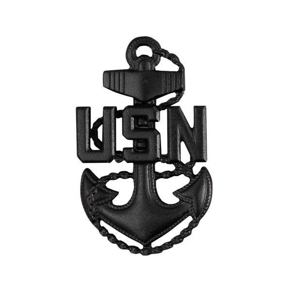 Navy Cap Device: E7 Chief Petty Officer - black metal