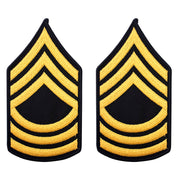 Army Chevron: Master Sergeant - gold embroidered on blue, male