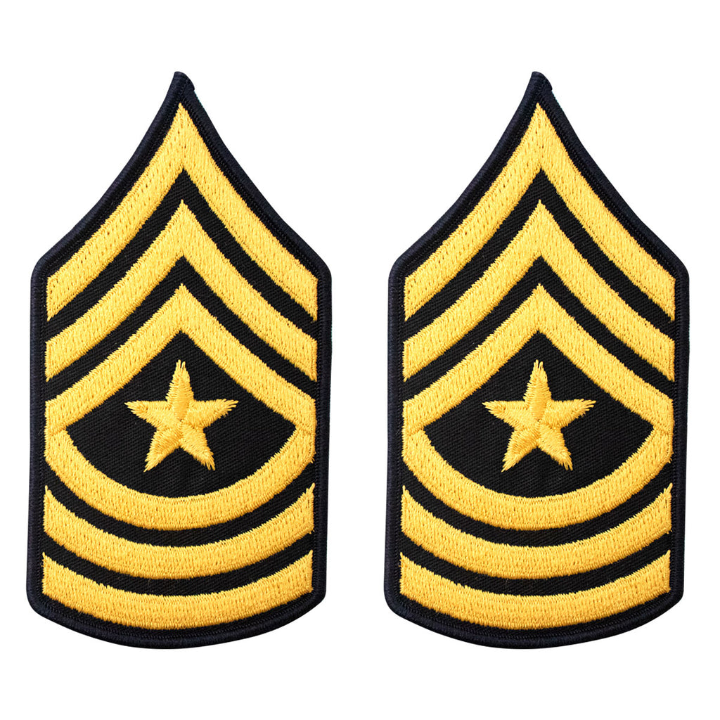 Army Chevron: Sergeant Major - gold embroidered on blue, male
