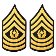 Army Chevron: Command Sergeant Major - gold embroidered on blue, male