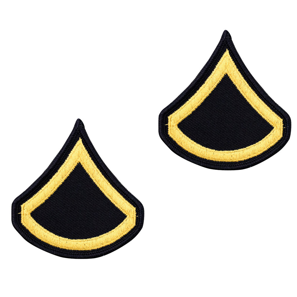 Army Chevron: Private First Class - gold embroidered on blue, female