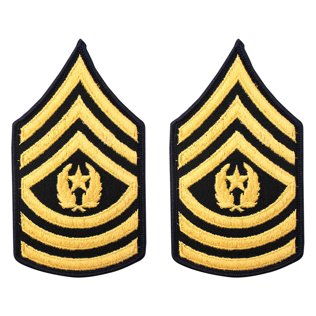 Army Chevron: Female Command Sergeant Major - gold embroidered on blue