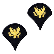 Army Chevron: Specialist 4 - gold embroidered on blue, female