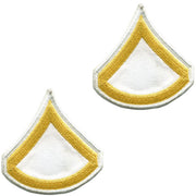 Army Chevron: Private First Class - gold embroidered on white, small