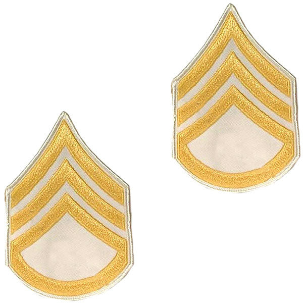 Army Chevron: Staff Sergeant - gold embroidered on white, male