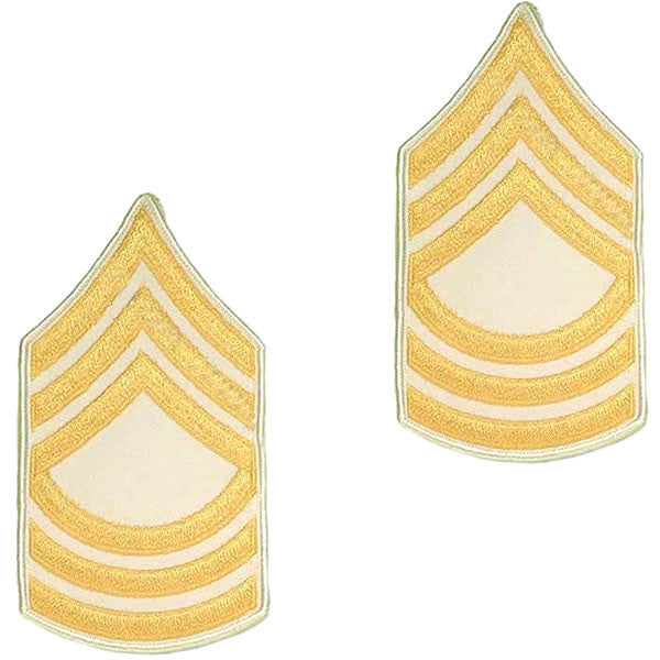 Army Chevron: Master Sergeant - gold embroidered on white, male