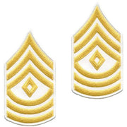 Army Chevron: 1st Sergeant - gold embroidered on white, small