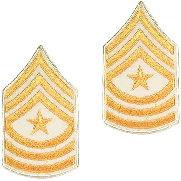 Army Chevron: Sergeant Major - gold embroidered on white, small
