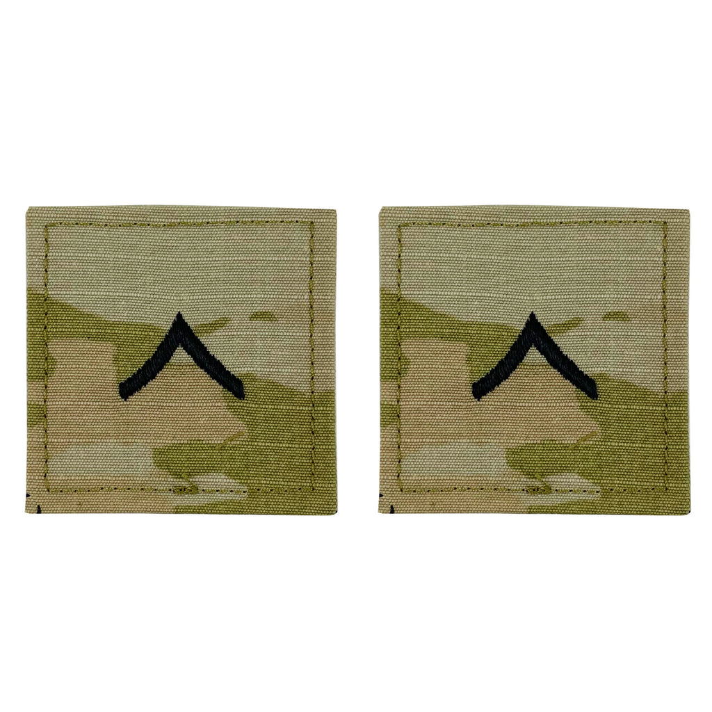 Army embroidered OCP with hook rank insignia: Private