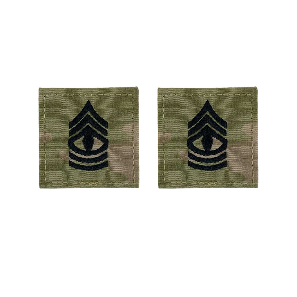 Army embroidered OCP with hook rank insignia: First Sergeant