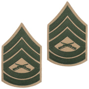 Marine Corps Chevron: Gunnery Sergeant - green embroidered on khaki, male
