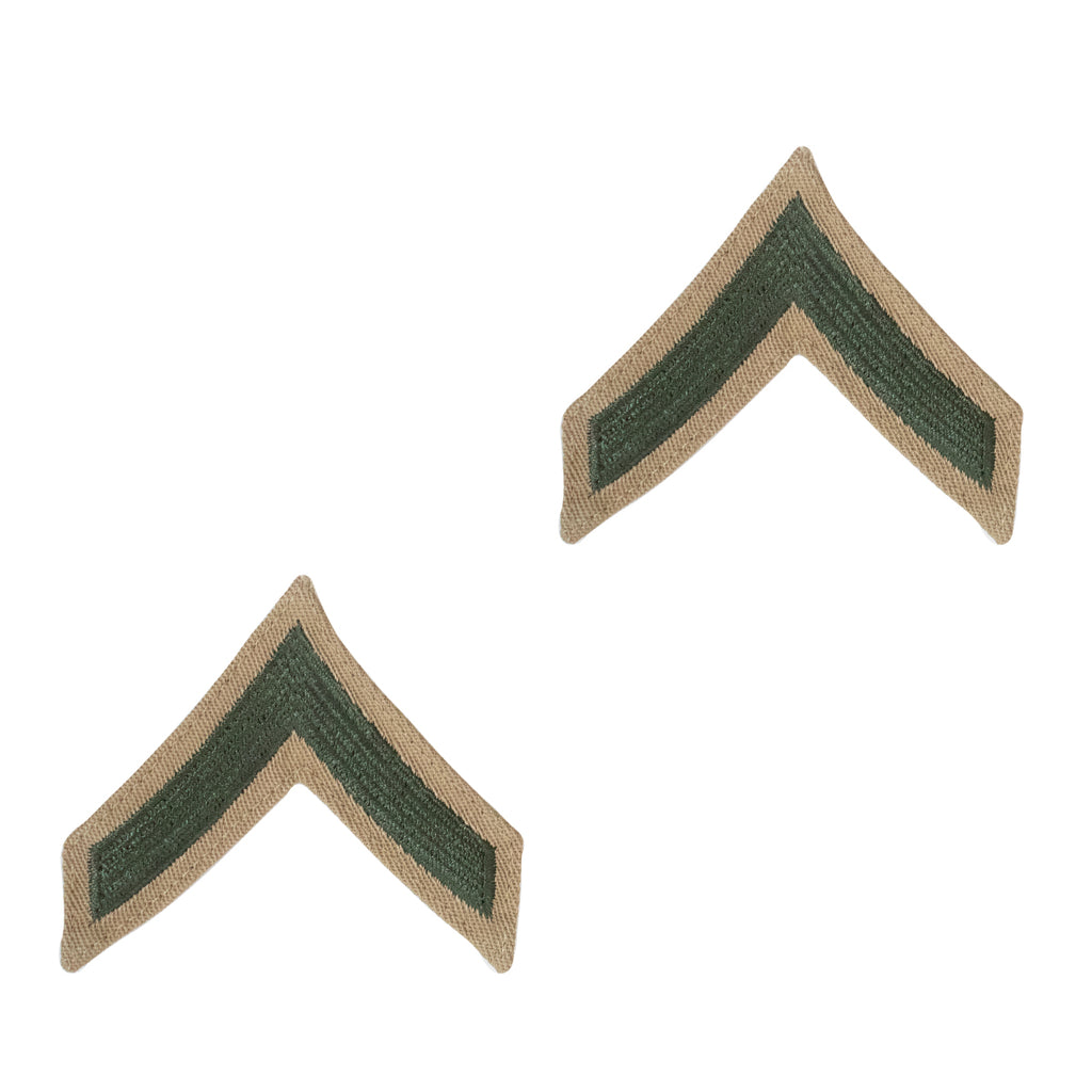 Marine Corps Chevron: Private First Class - green on khaki for female