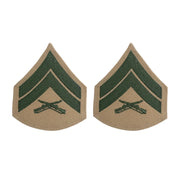 Marine Corps Chevron: Corporal - green embroidered on khaki, female