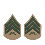 Marine Corps Chevron: Sergeant - green embroidered on khaki, female