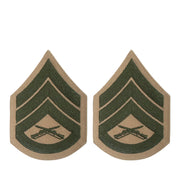 Marine Corps Chevron: Staff Sergeant - green embroidered on khaki, female