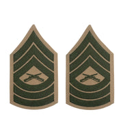 Marine Corps Chevron: Master Sergeant - green embroidered on khaki, female