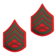 Marine Corps Chevron: Staff Sergeant - green embroidered on red, male