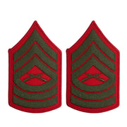 Marine Corps Chevron: Master Sergeant - green embroidered on red, female