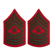 Marine Corps Chevron: Sergeant Major - green embroidered on red, female