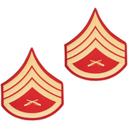Marine Corps Evening Dress Chevron: Staff Sergeant- gold embroidered on red - Male