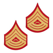 Marine Corps Evening Dress Chevron: Master Sergeant- gold embroidered on red - Female