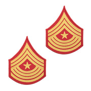 Marine Corps Evening Dress Chevron: Sergeant Major - gold embroidered on red - Female